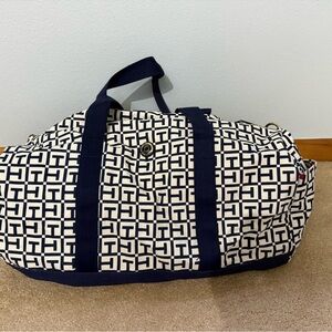 Tommy Hilfiger Navy and White Duffel Bag